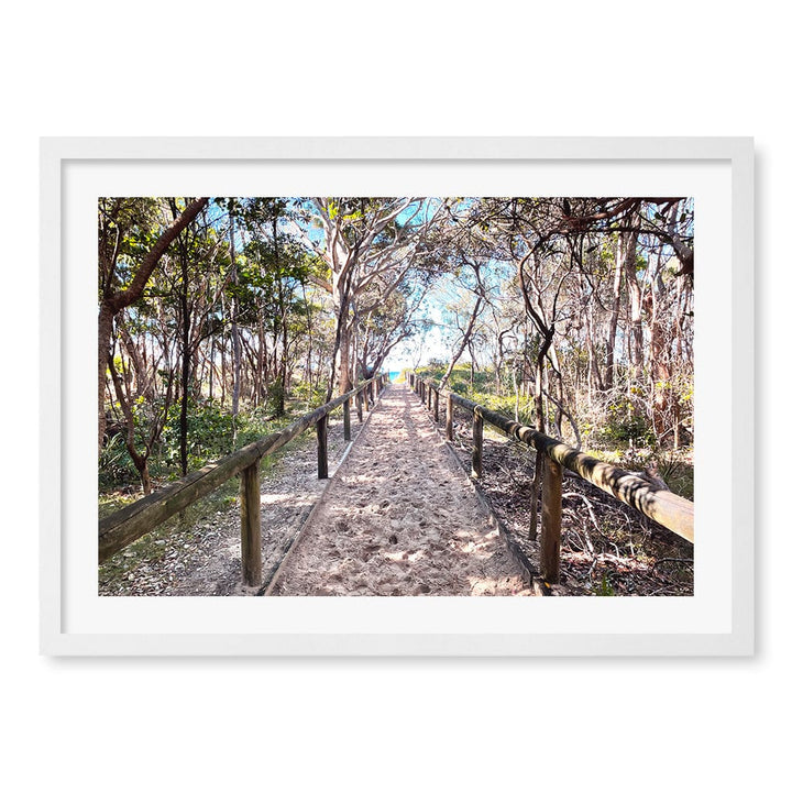 Byron Beach Path 2 Wall Art Print A2 (42 x 59.4cm) / Matte White Frame / White Border from our Australian Made Framed Wall Art, Prints & Posters collection by Profile Products (Australia) Pty Ltd