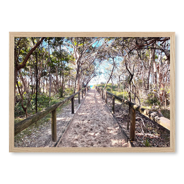 Byron Beach Path 2 Wall Art Print A2 (42 x 59.4cm) / Natural Oak Frame / No Border from our Australian Made Framed Wall Art, Prints & Posters collection by Profile Products (Australia) Pty Ltd