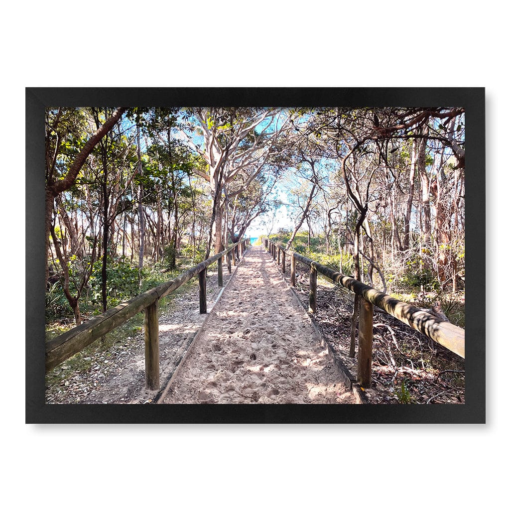 Byron Beach Path 2 Wall Art Print A3 (29.7 x 42cm) / Matte Black Frame / No Border from our Australian Made Framed Wall Art, Prints & Posters collection by Profile Products (Australia) Pty Ltd