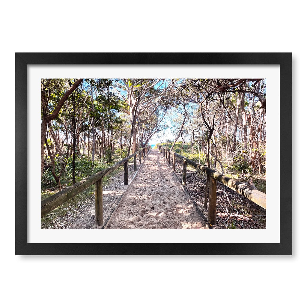 Byron Beach Path 2 Wall Art Print A3 (29.7 x 42cm) / Matte Black Frame / White Border from our Australian Made Framed Wall Art, Prints & Posters collection by Profile Products (Australia) Pty Ltd