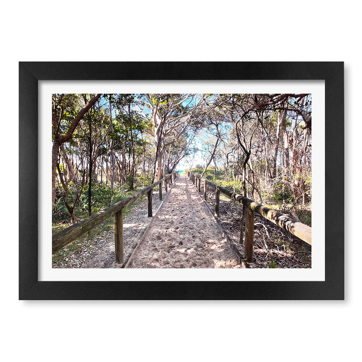 Byron Beach Path 2 Wall Art Print A4 (21 x 29.7cm) / Matte Black Frame / White Border from our Australian Made Framed Wall Art, Prints & Posters collection by Profile Products (Australia) Pty Ltd
