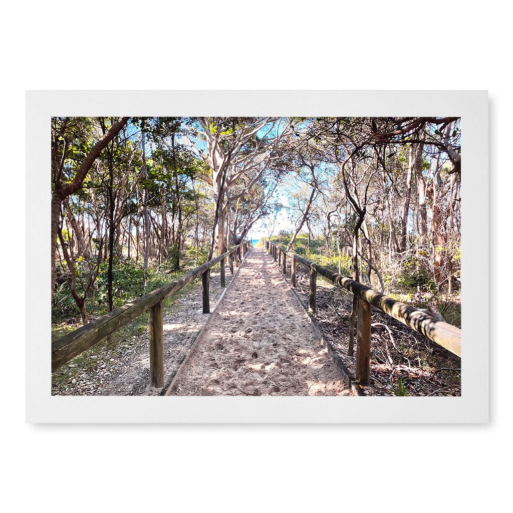 Byron Beach Path 2 Wall Art Print A4 (21 x 29.7cm) / Matte White Frame / No Border from our Australian Made Framed Wall Art, Prints & Posters collection by Profile Products (Australia) Pty Ltd