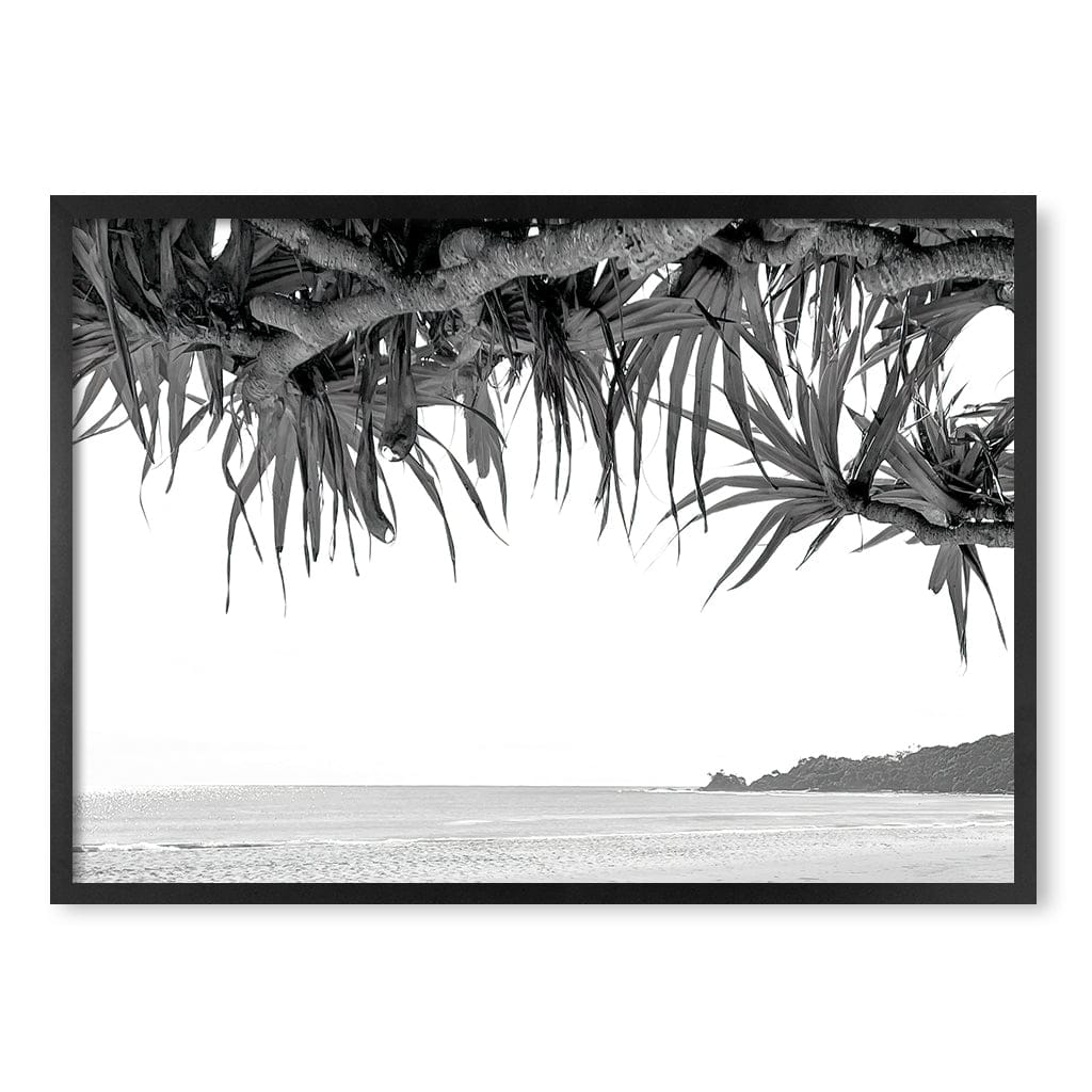 Byron Beach View B&W Wall Art Print A1 (59.4 x 84.1cm) / Matte Black Frame / No Border from our Australian Made Framed Wall Art, Prints & Posters collection by Profile Products (Australia) Pty Ltd