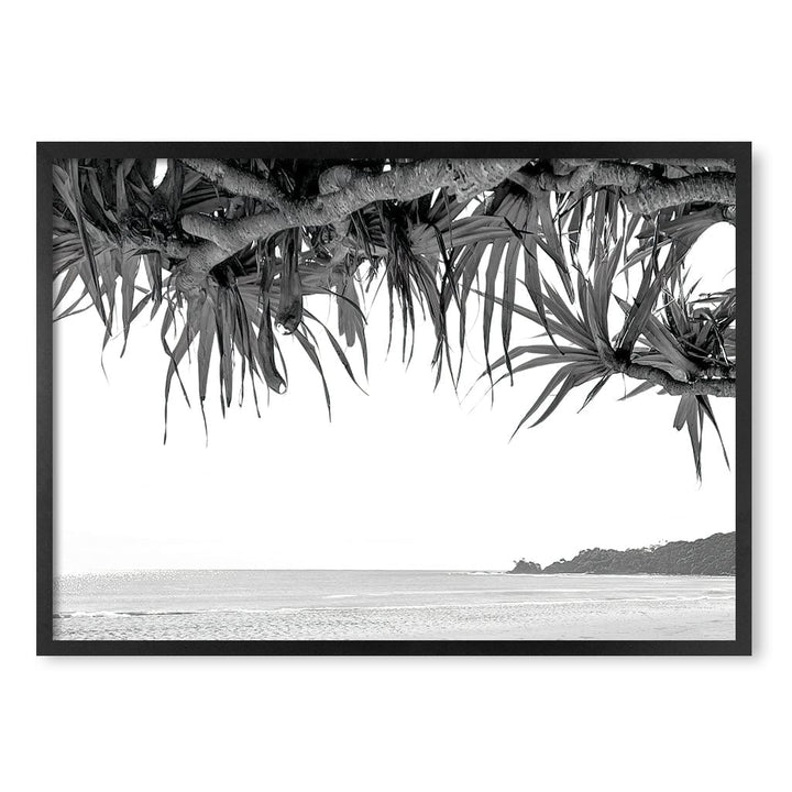 Byron Beach View B&W Wall Art Print A1 (59.4 x 84.1cm) / Matte Black Frame / No Border from our Australian Made Framed Wall Art, Prints & Posters collection by Profile Products (Australia) Pty Ltd