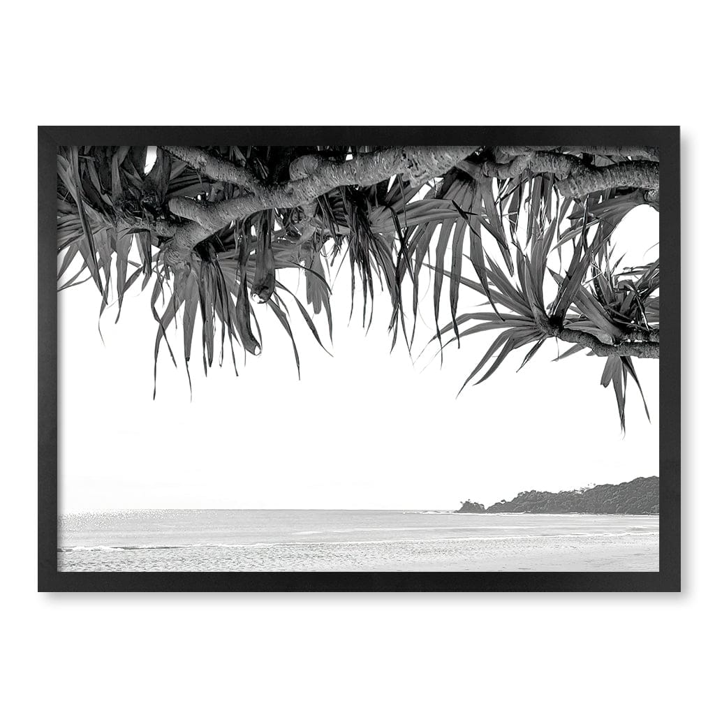 Byron Beach View B&W Wall Art Print A2 (42 x 59.4cm) / Matte Black Frame / No Border from our Australian Made Framed Wall Art, Prints & Posters collection by Profile Products (Australia) Pty Ltd