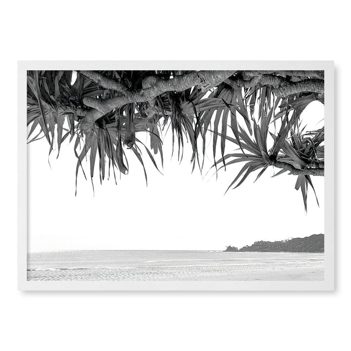 Byron Beach View B&W Wall Art Print A2 (42 x 59.4cm) / Matte White Frame / No Border from our Australian Made Framed Wall Art, Prints & Posters collection by Profile Products (Australia) Pty Ltd