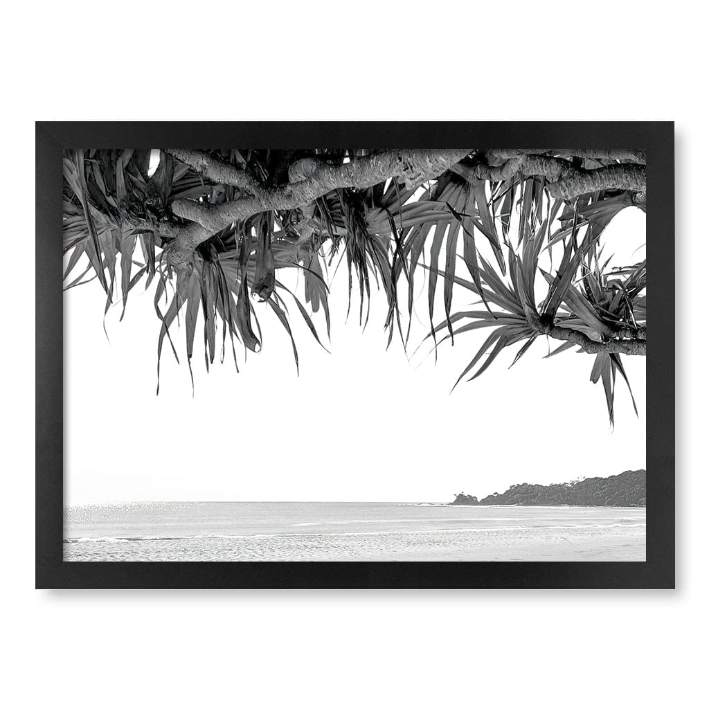 Byron Beach View B&W Wall Art Print A3 (29.7 x 42cm) / Matte Black Frame / No Border from our Australian Made Framed Wall Art, Prints & Posters collection by Profile Products (Australia) Pty Ltd