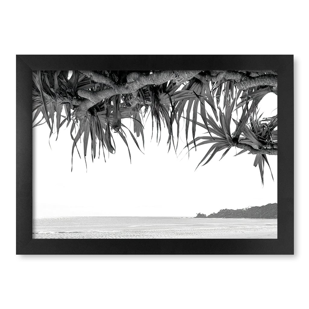 Byron Beach View B&W Wall Art Print A4 (21 x 29.7cm) / Matte Black Frame / No Border from our Australian Made Framed Wall Art, Prints & Posters collection by Profile Products (Australia) Pty Ltd