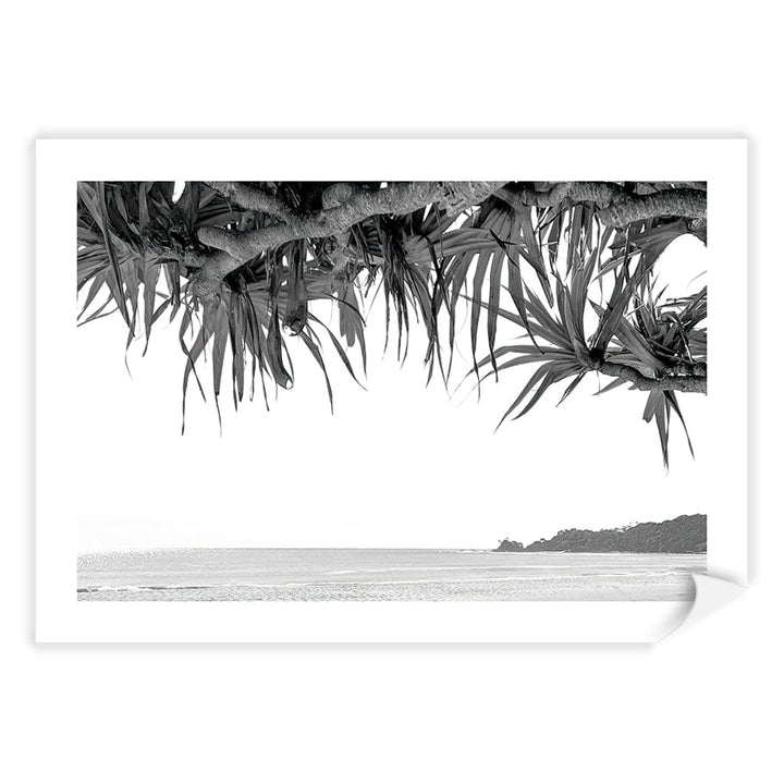 Byron Beach View B&W Wall Art Print A4 (21 x 29.7cm) / Print Only / White Border from our Australian Made Framed Wall Art, Prints & Posters collection by Profile Products (Australia) Pty Ltd