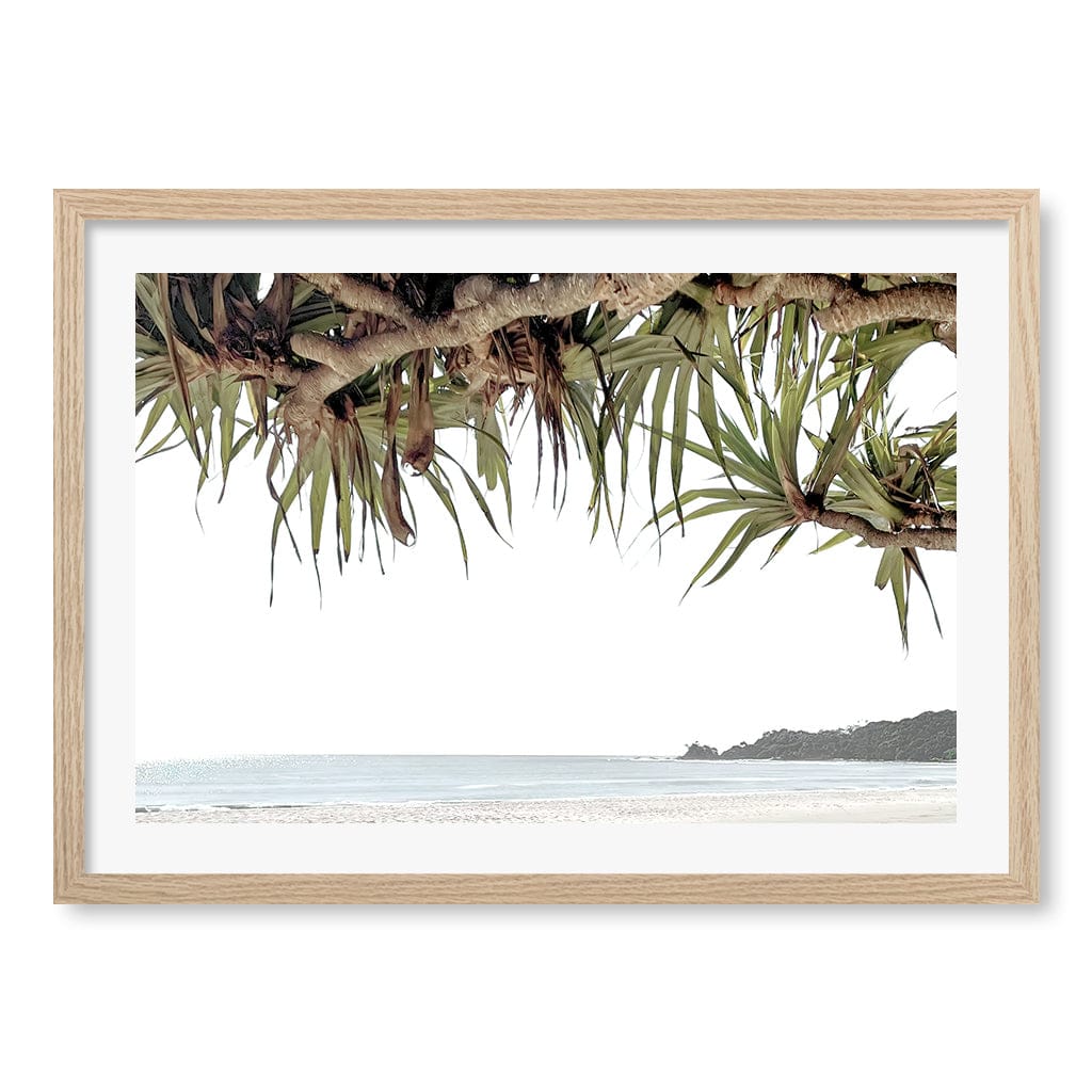 Byron Beach View Wall Art Print A2 (42 x 59.4cm) / Natural Oak Frame / White Border from our Australian Made Framed Wall Art, Prints & Posters collection by Profile Products (Australia) Pty Ltd