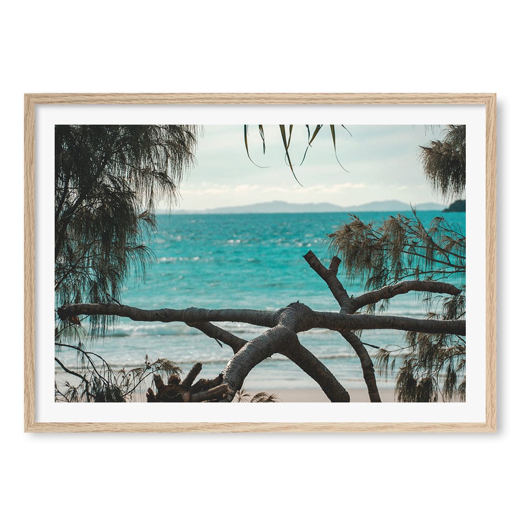 Byron Ocean View 1 Wall Art Print A1 (59.4 x 84.1cm) / Natural Oak Frame / White Border from our Australian Made Framed Wall Art, Prints & Posters collection by Profile Products (Australia) Pty Ltd