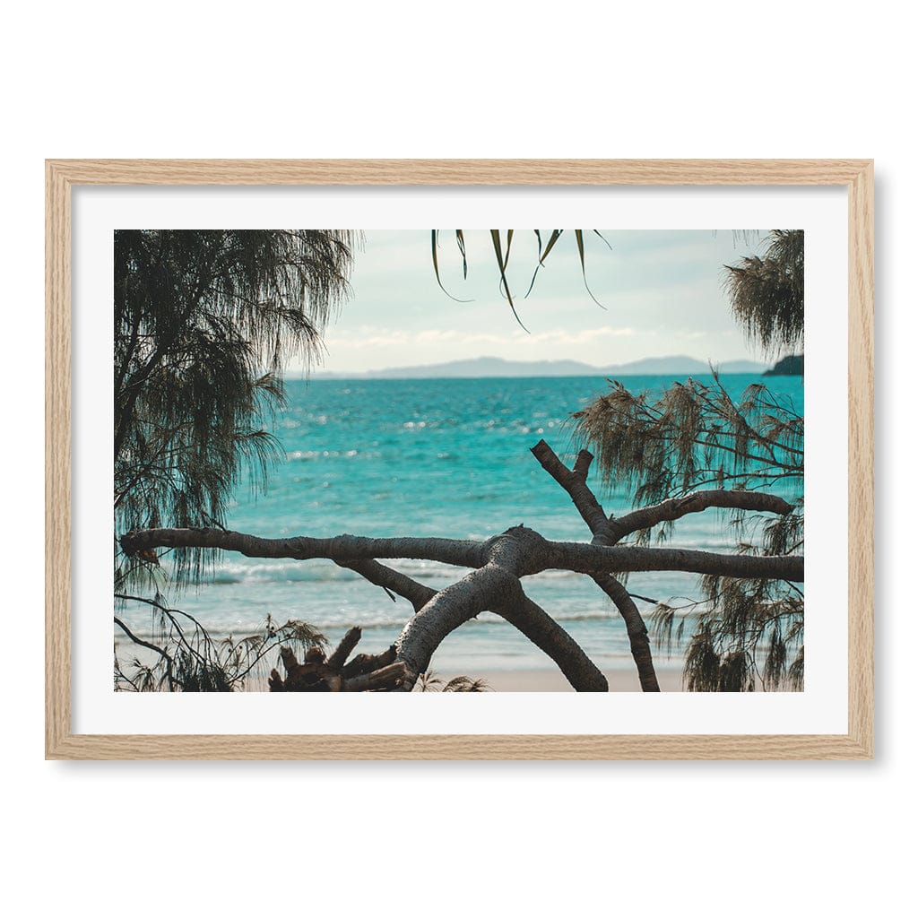 Byron Ocean View 1 Wall Art Print A2 (42 x 59.4cm) / Natural Oak Frame / White Border from our Australian Made Framed Wall Art, Prints & Posters collection by Profile Products (Australia) Pty Ltd