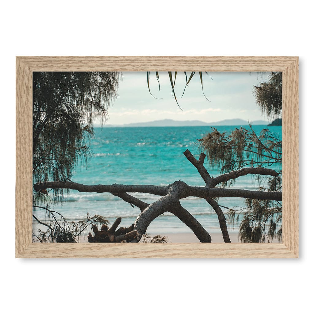 Byron Ocean View 1 Wall Art Print A4 (21 x 29.7cm) / Natural Oak Frame / No Border from our Australian Made Framed Wall Art, Prints & Posters collection by Profile Products (Australia) Pty Ltd