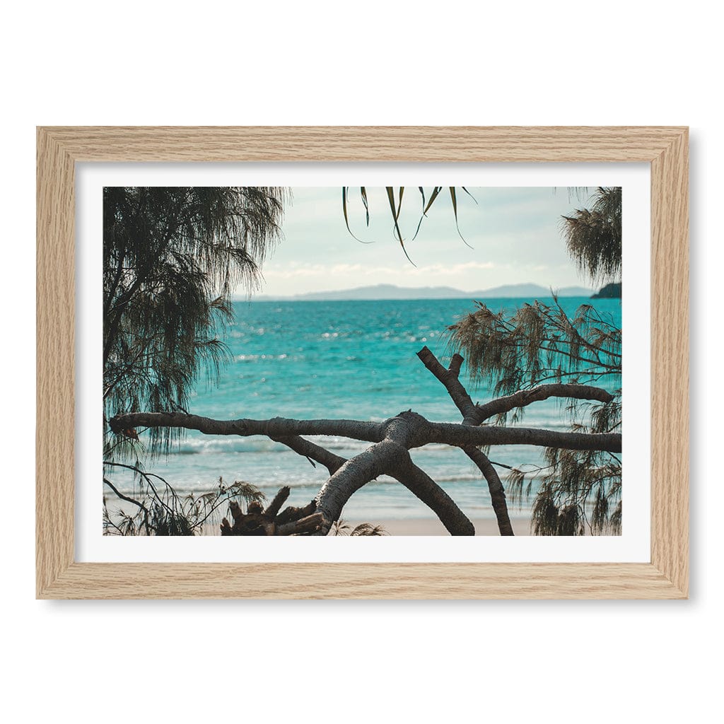 Byron Ocean View 1 Wall Art Print A4 (21 x 29.7cm) / Natural Oak Frame / White Border from our Australian Made Framed Wall Art, Prints & Posters collection by Profile Products (Australia) Pty Ltd