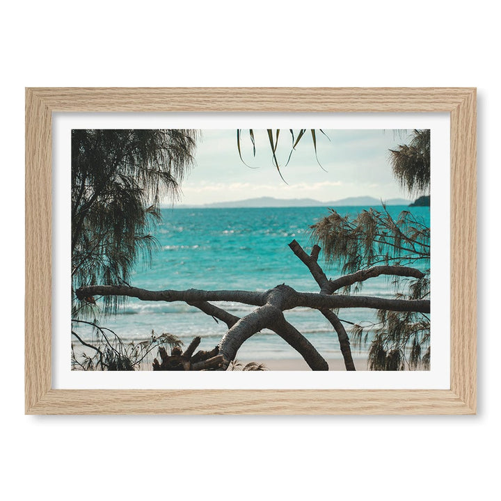 Byron Ocean View 1 Wall Art Print A4 (21 x 29.7cm) / Natural Oak Frame / White Border from our Australian Made Framed Wall Art, Prints & Posters collection by Profile Products (Australia) Pty Ltd