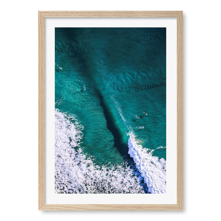 Catching Waves 1 Wall Art Print A2 (42 x 59.4cm) / Natural Oak Frame / White Border from our Australian Made Framed Wall Art, Prints & Posters collection by Profile Products (Australia) Pty Ltd