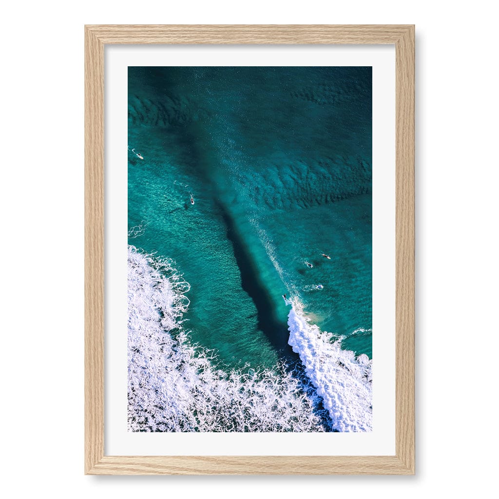 Catching Waves 1 Wall Art Print A3 (29.7 x 42cm) / Natural Oak Frame / White Border from our Australian Made Framed Wall Art, Prints & Posters collection by Profile Products (Australia) Pty Ltd