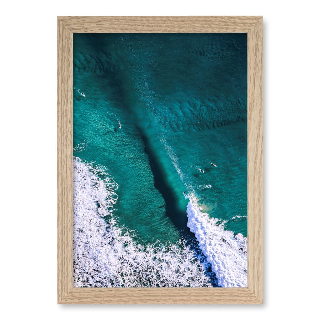 Catching Waves 1 Wall Art Print A4 (21 x 29.7cm) / Natural Oak Frame / No Border from our Australian Made Framed Wall Art, Prints & Posters collection by Profile Products (Australia) Pty Ltd