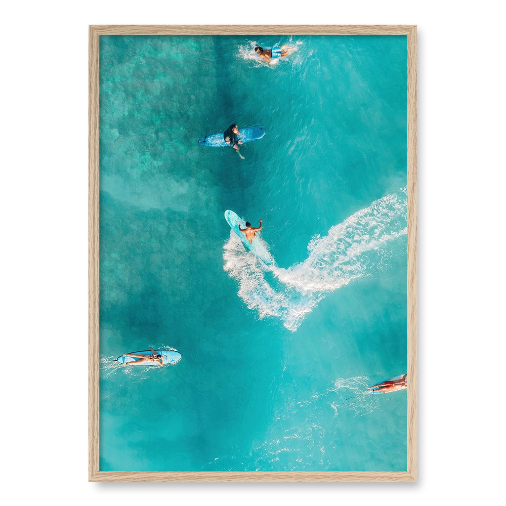 Catching Waves 2 Wall Art Print A1 (59.4 x 84.1cm) / Natural Oak Frame / No Border from our Australian Made Framed Wall Art, Prints & Posters collection by Profile Products (Australia) Pty Ltd