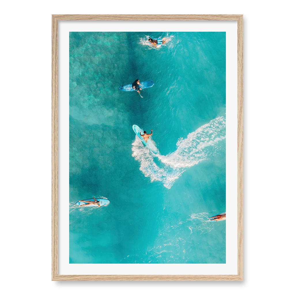 Catching Waves 2 Wall Art Print A1 (59.4 x 84.1cm) / Natural Oak Frame / White Border from our Australian Made Framed Wall Art, Prints & Posters collection by Profile Products (Australia) Pty Ltd
