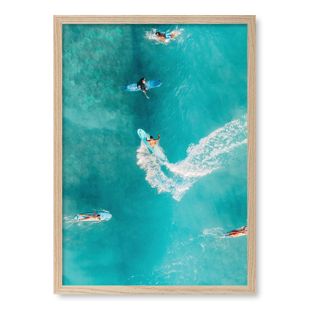Catching Waves 2 Wall Art Print A2 (42 x 59.4cm) / Natural Oak Frame / No Border from our Australian Made Framed Wall Art, Prints & Posters collection by Profile Products (Australia) Pty Ltd