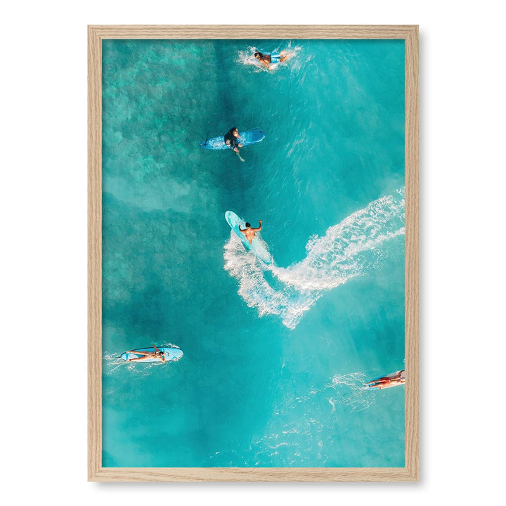 Catching Waves 2 Wall Art Print A2 (42 x 59.4cm) / Natural Oak Frame / No Border from our Australian Made Framed Wall Art, Prints & Posters collection by Profile Products (Australia) Pty Ltd