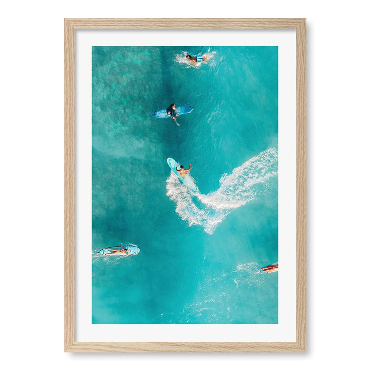 Catching Waves 2 Wall Art Print A2 (42 x 59.4cm) / Natural Oak Frame / White Border from our Australian Made Framed Wall Art, Prints & Posters collection by Profile Products (Australia) Pty Ltd