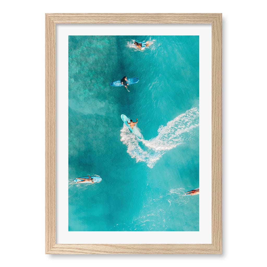 Catching Waves 2 Wall Art Print A3 (29.7 x 42cm) / Natural Oak Frame / White Border from our Australian Made Framed Wall Art, Prints & Posters collection by Profile Products (Australia) Pty Ltd