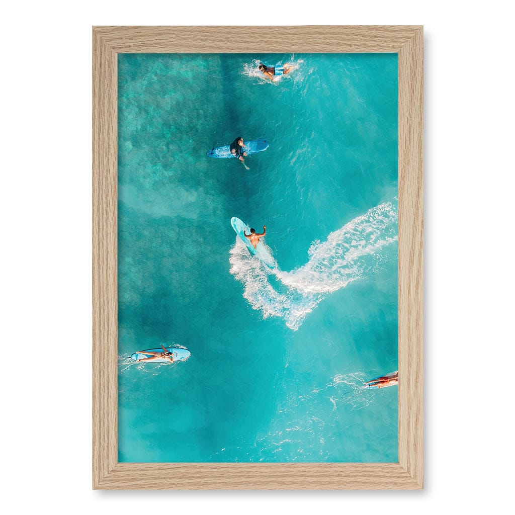 Catching Waves 2 Wall Art Print A4 (21 x 29.7cm) / Natural Oak Frame / No Border from our Australian Made Framed Wall Art, Prints & Posters collection by Profile Products (Australia) Pty Ltd