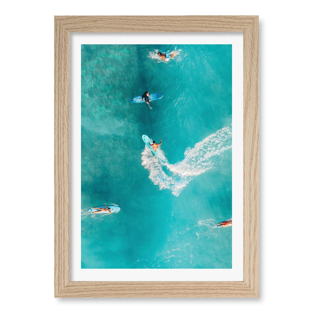 Catching Waves 2 Wall Art Print A4 (21 x 29.7cm) / Natural Oak Frame / White Border from our Australian Made Framed Wall Art, Prints & Posters collection by Profile Products (Australia) Pty Ltd