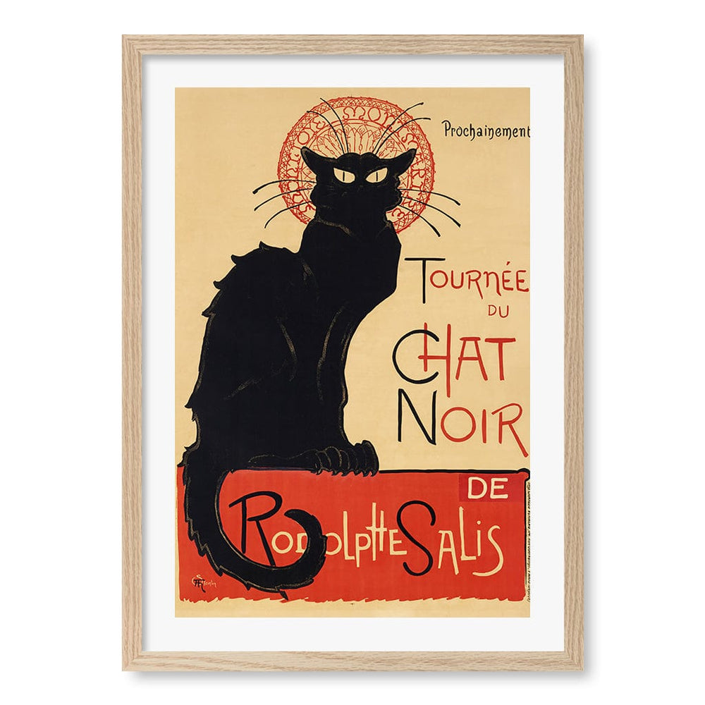 Chat Noir Wall Art Print A2 (42 x 59.4cm) / Natural Oak Frame / White Border from our Australian Made Wall Art collection by Profile Australia