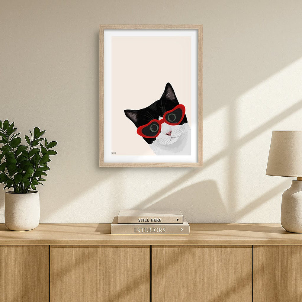 Cheeky Cat Art Print by Tara Royle from our Australian Made Framed Wall Art, Prints & Posters collection by Profile Australia