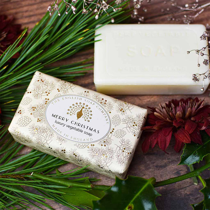 Christmas Greenery Merry Christmas Festive Soap Bar from our Luxury Bar Soap collection by The English Soap Company