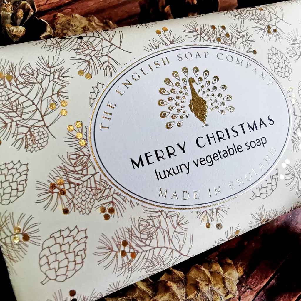 Christmas Greenery Merry Christmas Festive Soap Bar from our Luxury Bar Soap collection by The English Soap Company