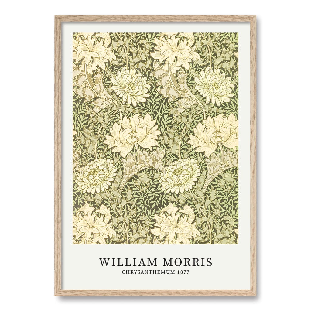 Chrysanthemum Pattern Wall Art Print A1 (59.4 x 84.1cm) / Natural Oak Frame / No Border from our Australian Made Wall Art collection by Profile Australia