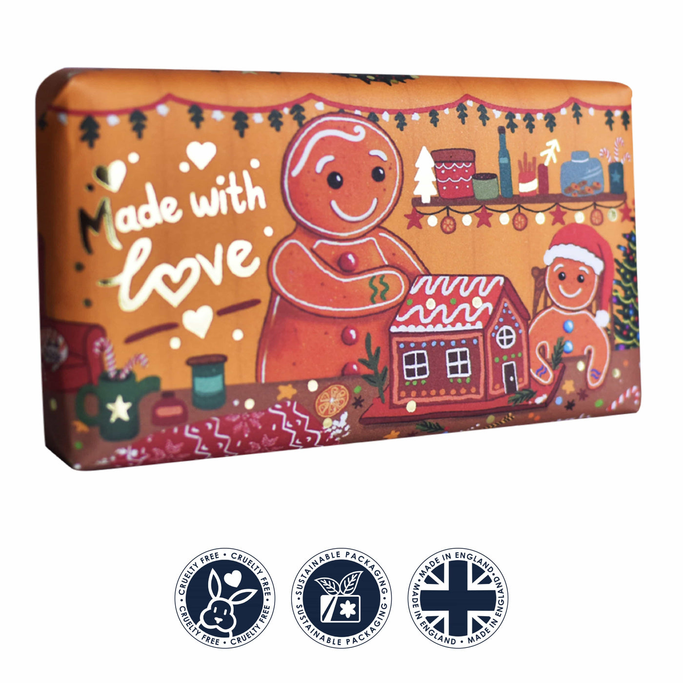 Cinnamon & Orange Gingerbread Man Christmas Soap Bar from our Luxury Bar Soap collection by The English Soap Company