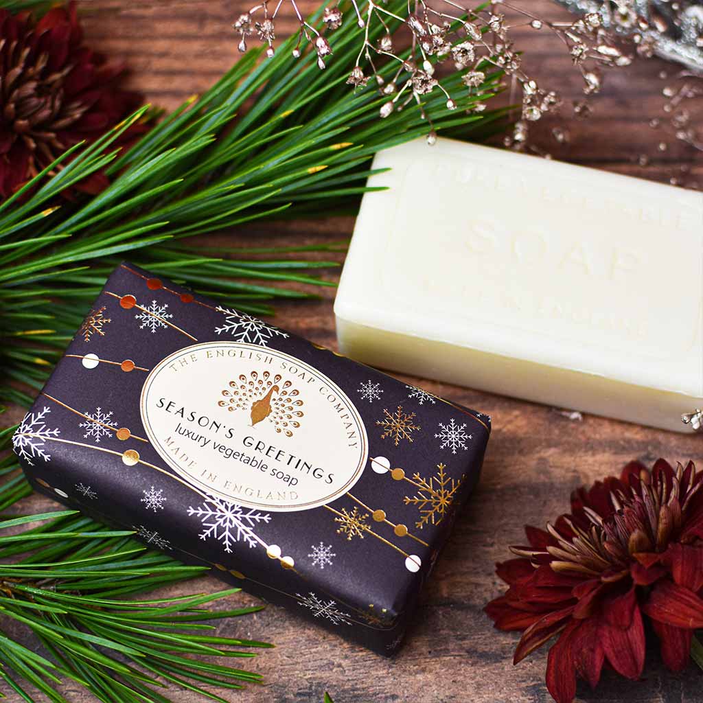 Cinnamon & Orange Seasons Greetings Christmas Festive Soap Bar from our Luxury Bar Soap collection by The English Soap Company