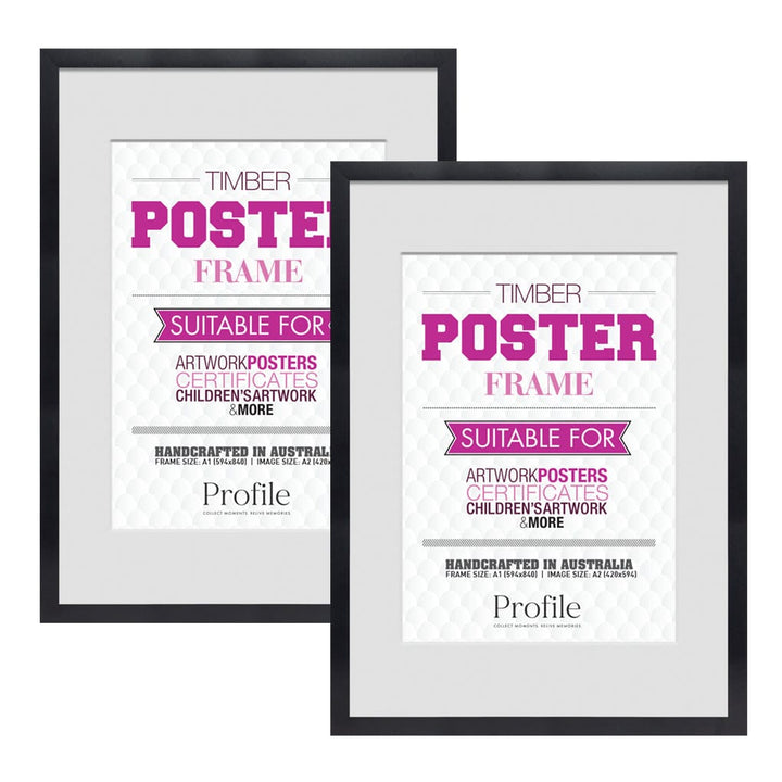 Classic Black A1/A2 Poster Frame Set (2 Pack) from our Australian Made Picture Frames collection by Profile Products (Australia) Pty Ltd