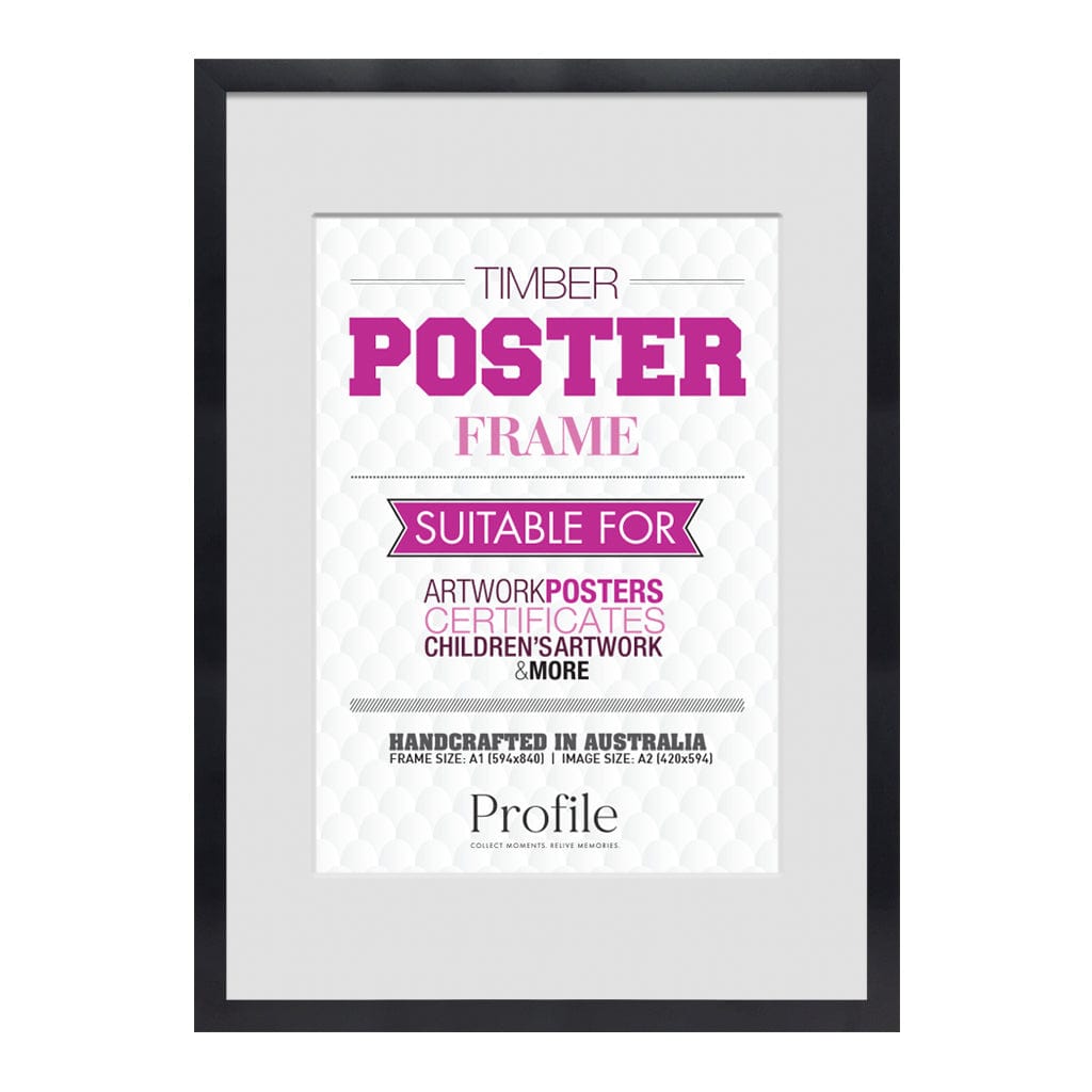 Classic Black A1/A2 Poster Frame Set (2 Pack) from our Australian Made Picture Frames collection by Profile Products (Australia) Pty Ltd