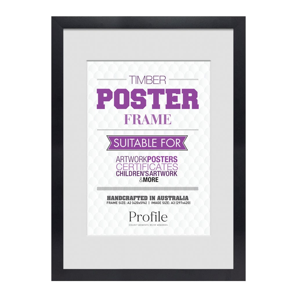 Classic Black A2/A3 Poster Frame Set (2 Pack) from our Australian Made Picture Frames collection by Profile Products (Australia) Pty Ltd