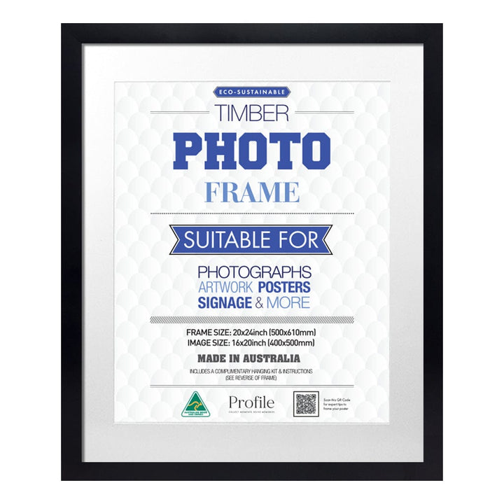 Classic Black Poster Picture Frame 20x24in (50x61cm) to suit 16x20 (40x50cm) from our Australian Made Picture Frames collection by Profile Products (Australia) Pty Ltd