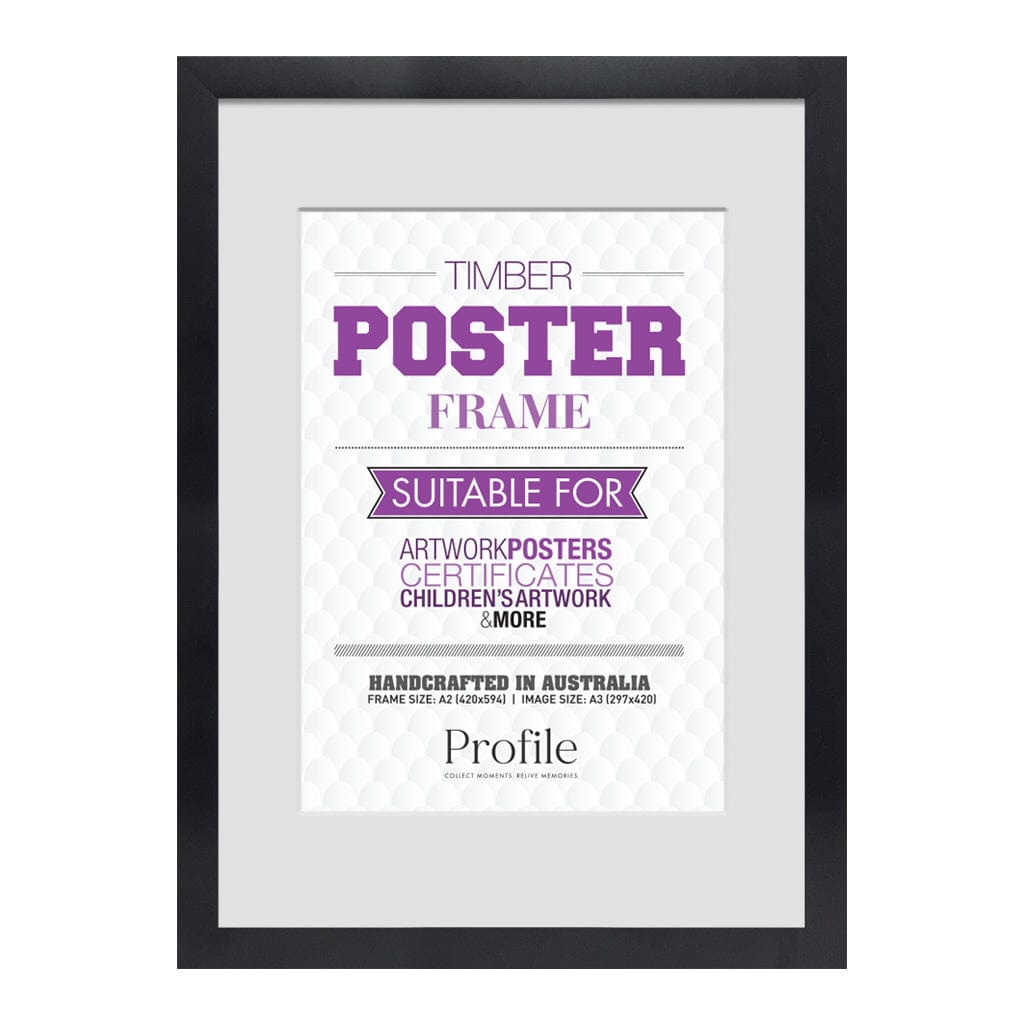 Classic Black Poster Picture Frame A2 (42x59cm) to suit A3 (30x42cm) image from our Australian Made Picture Frames collection by Profile Products (Australia) Pty Ltd