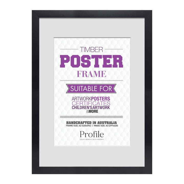 Classic Black Poster Picture Frame A2 (42x59cm) to suit A3 (30x42cm) image from our Australian Made Picture Frames collection by Profile Products (Australia) Pty Ltd