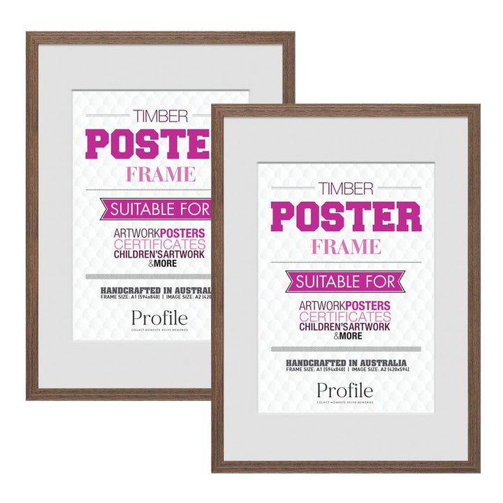 Classic Chestnut A1/A2 Poster Frame Set (2 Pack) from our Australian Made Picture Frames collection by Profile Products (Australia) Pty Ltd