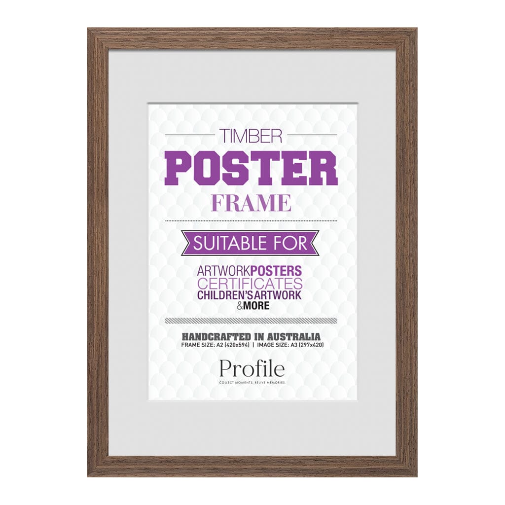 Classic Chestnut A2/A3 Poster Frame Set (2 Pack) from our Australian Made Picture Frames collection by Profile Products (Australia) Pty Ltd