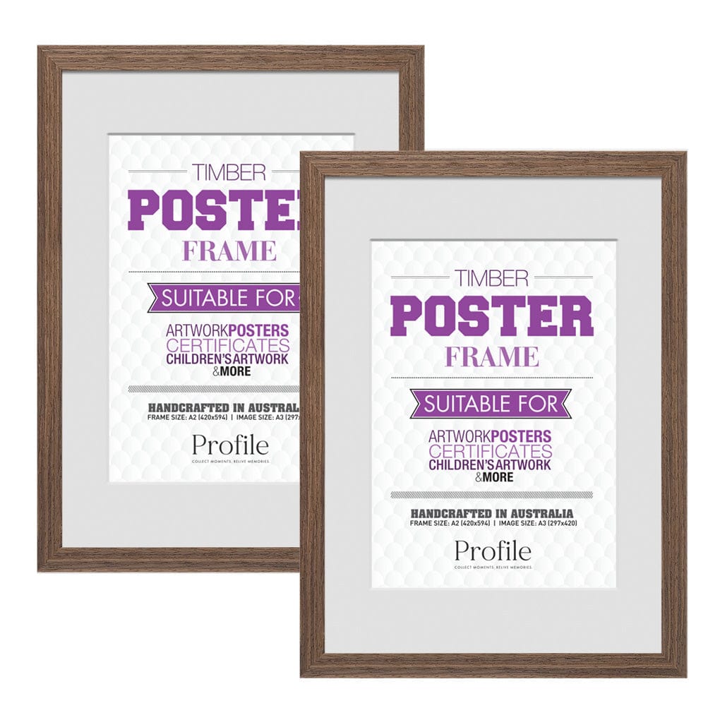 Classic Chestnut A2/A3 Poster Frame Set (2 Pack) from our Australian Made Picture Frames collection by Profile Products (Australia) Pty Ltd