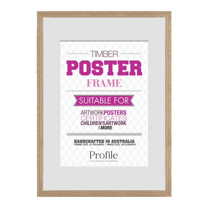 Classic Natural Oak A1/A2 Poster Frame Set (2 Pack) from our Australian Made Picture Frames collection by Profile Products (Australia) Pty Ltd