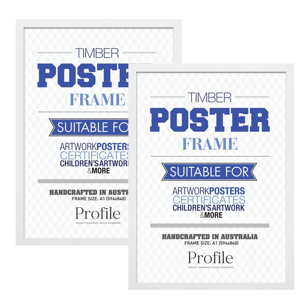 Classic White A1 Poster Frame Set (2 Pack) from our Australian Made Picture Frames collection by Profile Products (Australia) Pty Ltd