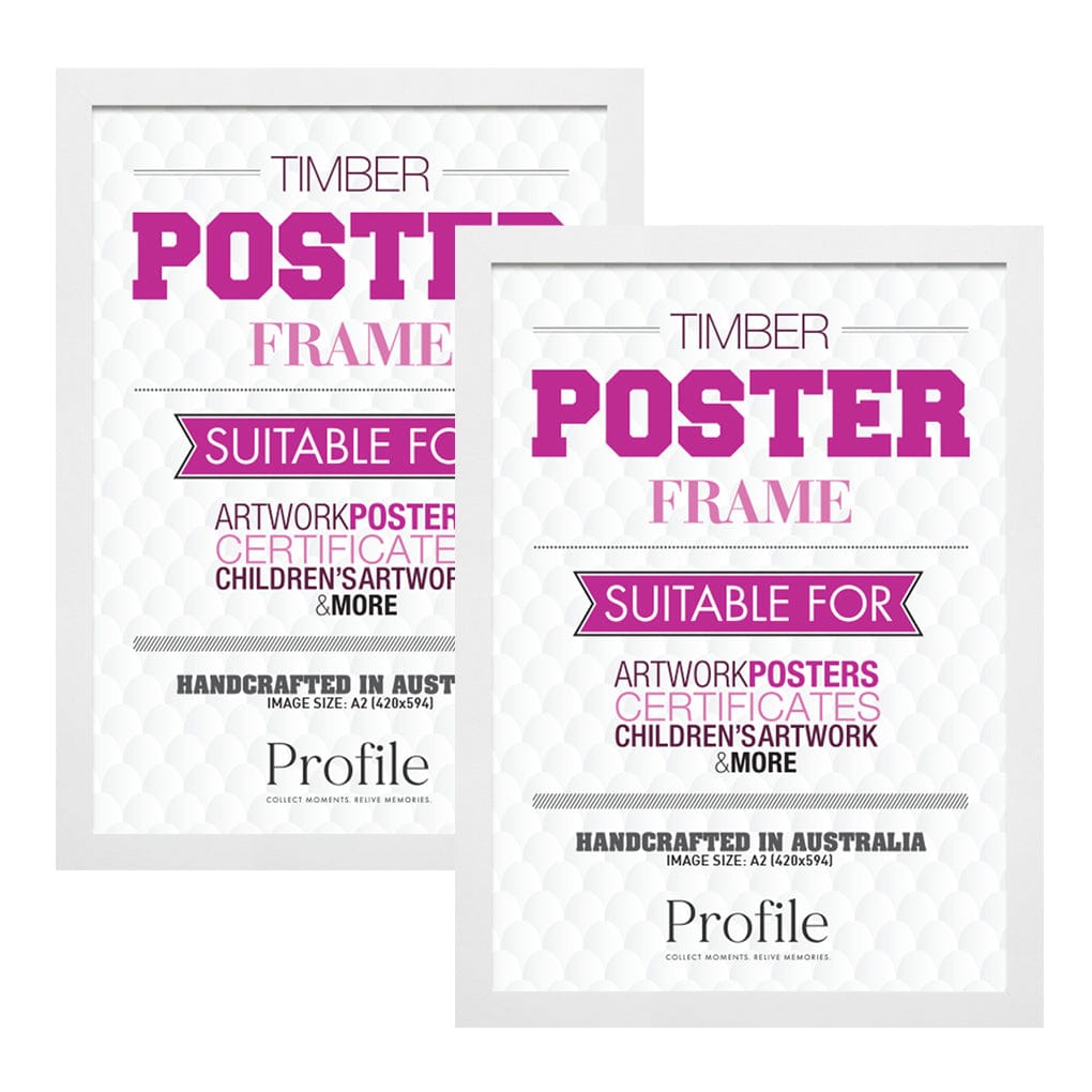 Classic White A2 Poster Frame Set (2 Pack) from our Australian Made Picture Frames collection by Profile Products (Australia) Pty Ltd