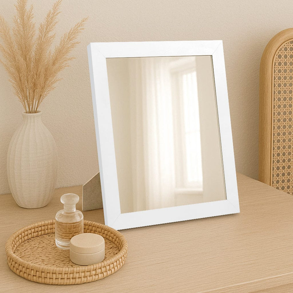 Classic White Framed Mirror – 10x12 Inch Tabletop Display from our Australian Made Picture Frames collection by Profile Products (Australia) Pty Ltd